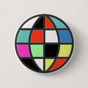 colourful world globe 6 cm round badge
