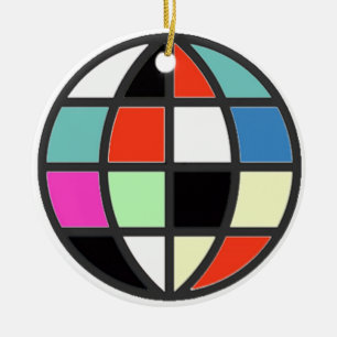 colourful world globe ceramic ornament