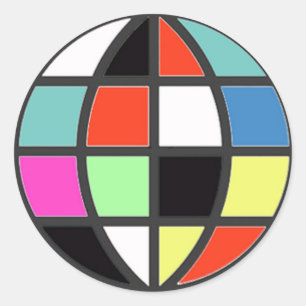 colourful world globe classic round sticker
