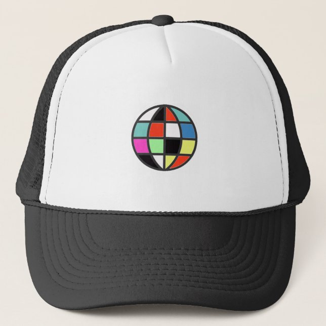 colourful world globe trucker hat (Front)