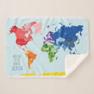 Colourful World Map Baby Blanket