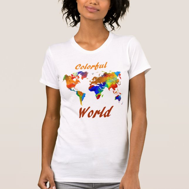 Colourful World Map Design 33 T-Shirt (Front)