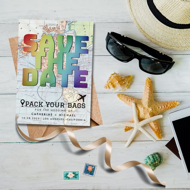 Colourful World Map Destination Wedding Save The D Date (Creator Uploaded)