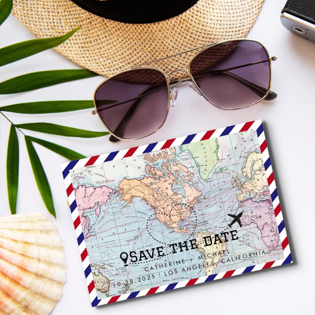 Colourful World Map Destination Wedding Save The D Date (Creator Uploaded)