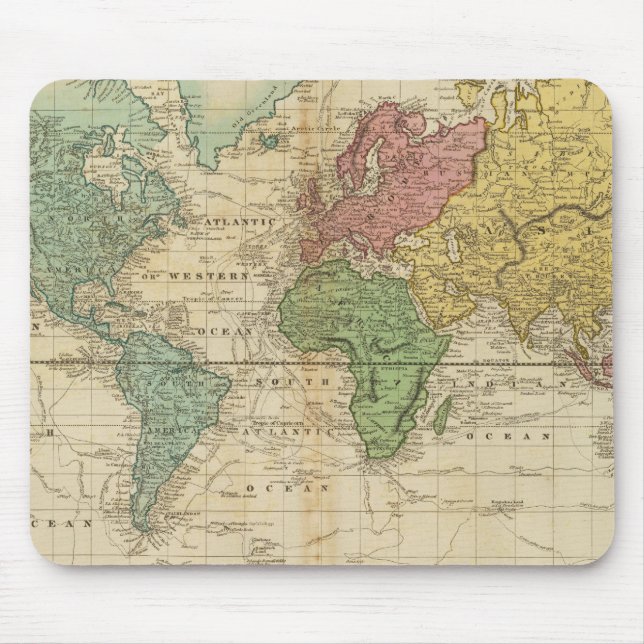 Colourful World Map Mouse Pad (Front)