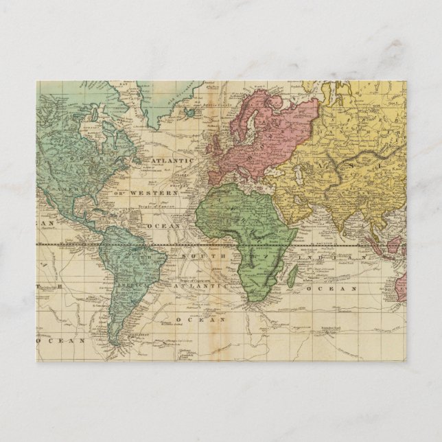 Colourful World Map Postcard (Front)