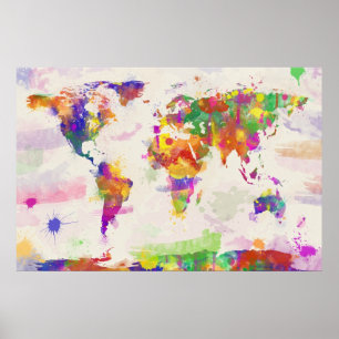Colourful World Map Poster