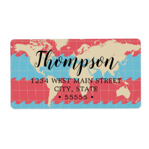Colourful World Map Return Label