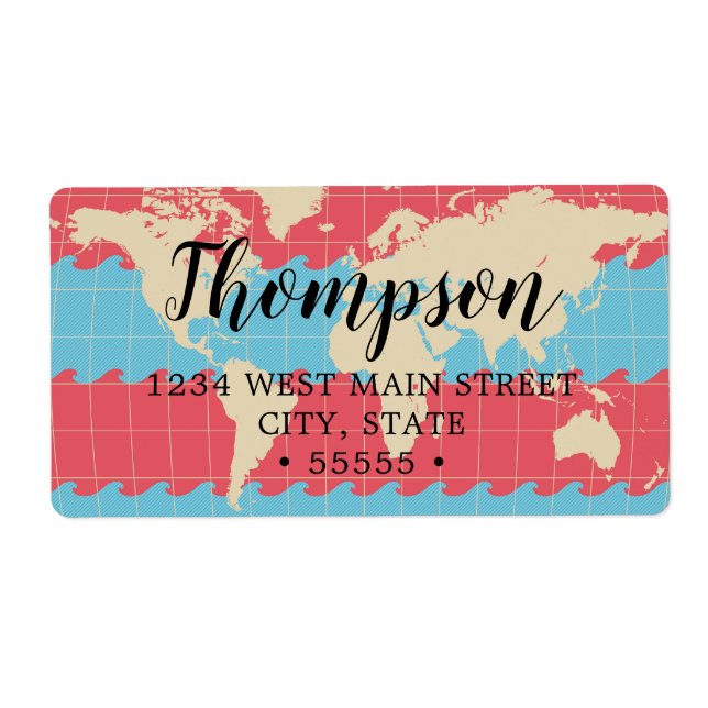 Colourful World Map Return Label (Front)