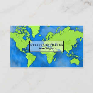 Colourful World Map Travel Blog Business Card