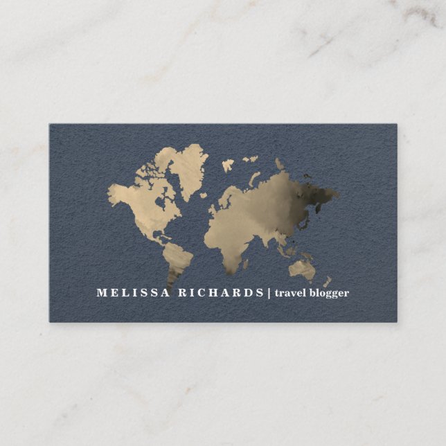Colourful World Map Travel  Blog Business Card (Front)