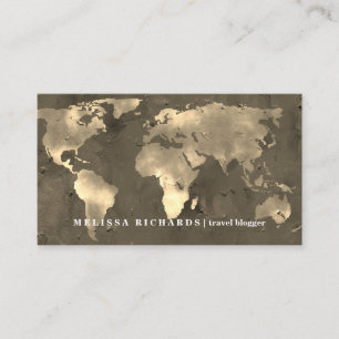 Colourful World Map Travel Blog Business Card