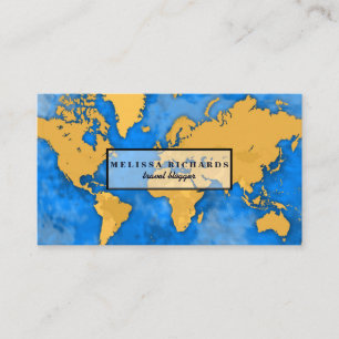 Colourful World Map Travel  Blog Business Card