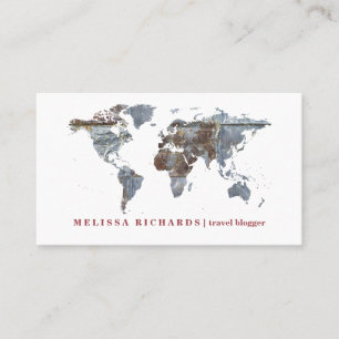 Colourful World Map Travel Blog Business Card