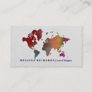Colourful World Map Travel  Blog Business Card