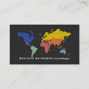 Colourful World Map Travel Blog Business Card