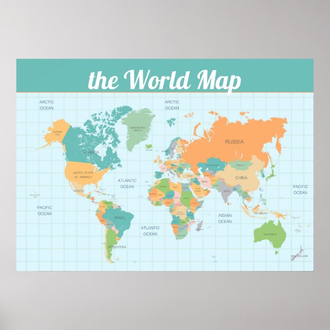 Colourful World Map Value Poster (Matte) (Front)