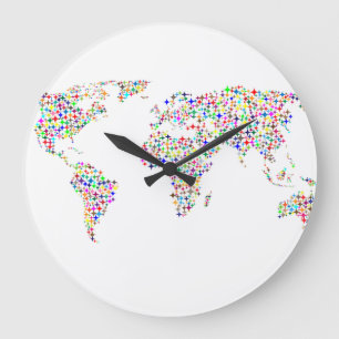 Colourful World Map Wall Clock