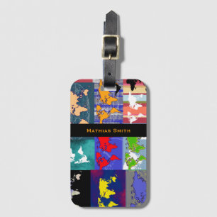 colourful world maps . travel luggage tag