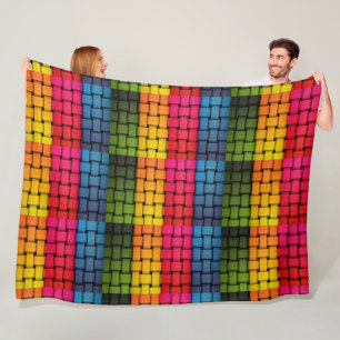 Colourful Woven Basket Weave Fleece Blanket