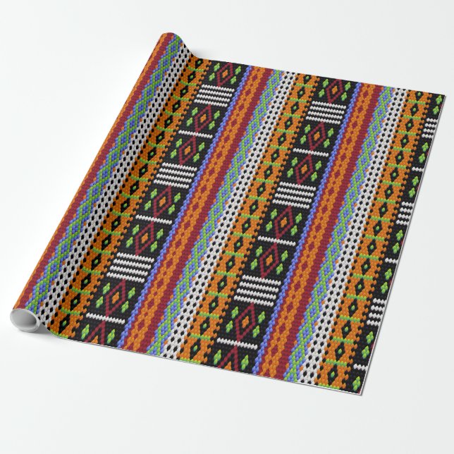 Colourful Woven Design Wrapping Paper (Unrolled)