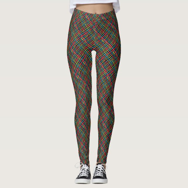 Colourful Woven Graphical Burlap Leggings (Front)