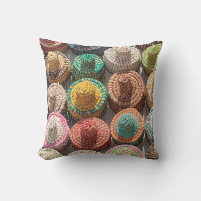 Colourful Woven Hats Cushion (Front)