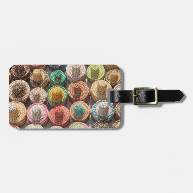Colourful Woven Hats Luggage Tag (Front Horizontal)