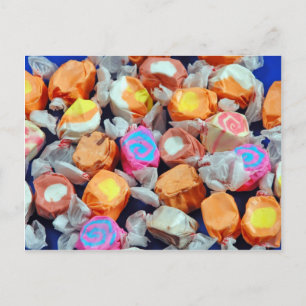 Colourful wrapped taffy candy postcard