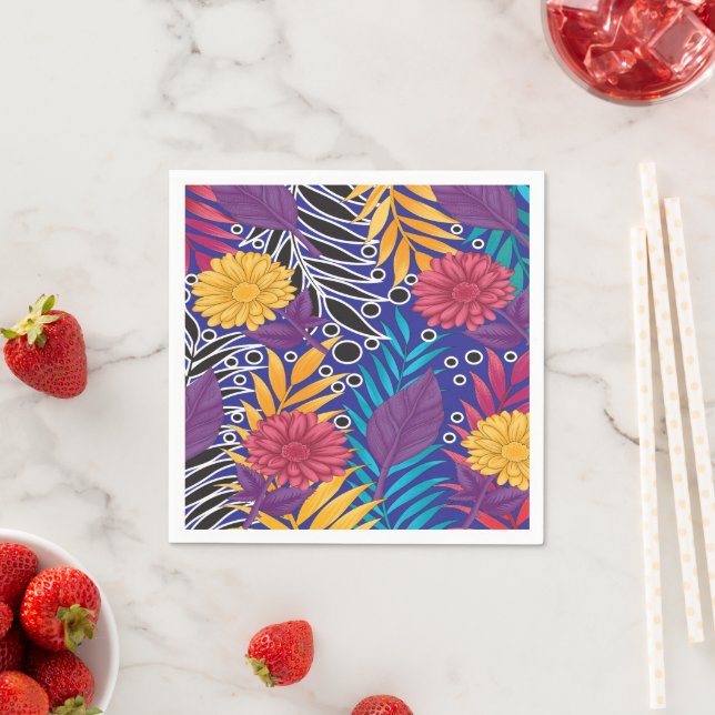Colourful wrapping paper featuring creative floral napkin (Insitu)