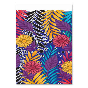 Colourful wrapping paper featuring creative floral table number