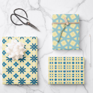 Colourful Wrapping Paper Flat Sheet Set of 3