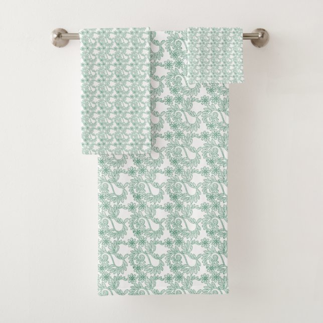 Colourful wrapping paper with a repeating pattern  bath towel set (Insitu)