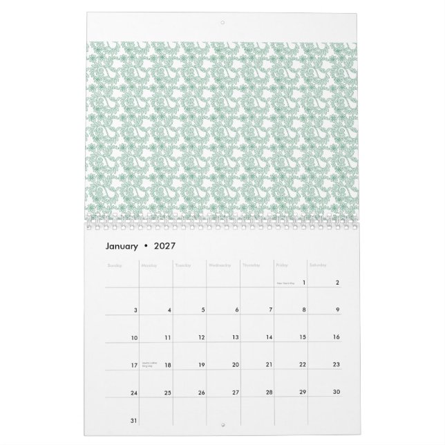 Colourful wrapping paper with a repeating pattern  calendar (Jan 2027)