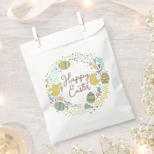Colourful Wreath of Joyful Chicks Eggs and Greetin Favour Bag