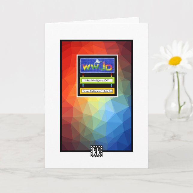 Colourful WWJD / Go and Do Likewise greeting card (Small Plant)