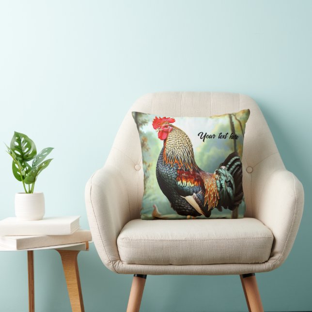 Colourful Wyandotte Rooster Cushion (Chair)