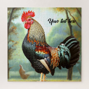 Colourful Wyandotte Rooster Jigsaw Puzzle