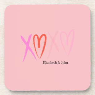 Colourful "XOXO" Hearts Valentine's Day   Coaster