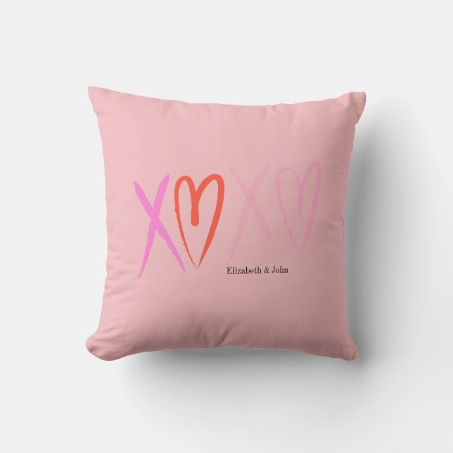 Colourful "XOXO" Hearts Valentine's Day   Cushion (Front)