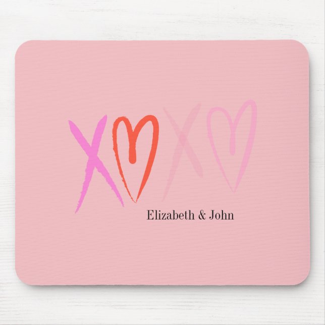 Colourful "XOXO" Hearts Valentine's Day   Mouse Pad (Front)