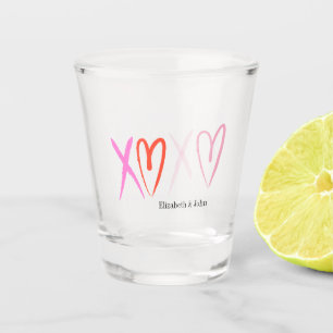Colourful "XOXO" Hearts Valentine's Day   Shot Glass