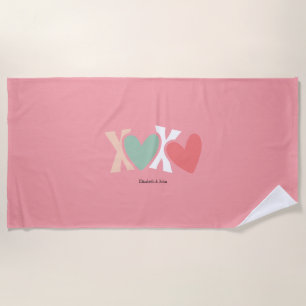 Colourful "XOXO" Valentine's Day Beach Towel
