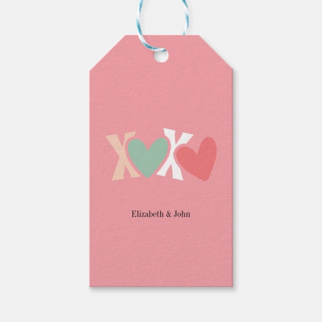 Colourful "XOXO" Valentine's Day    Gift Tags (Front)