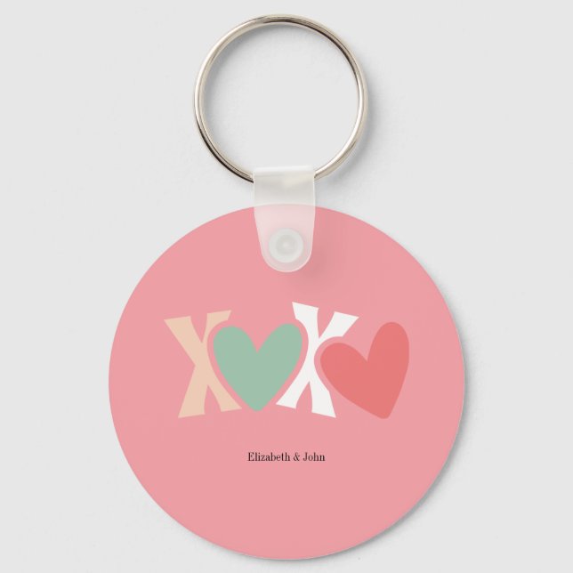 Colourful "XOXO" Valentine's Day  Key Ring (Front)