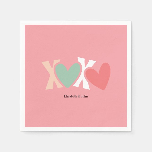 Colourful "XOXO" Valentine's Day   Napkin (Front)