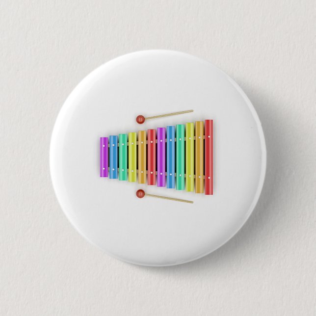 Colourful xylophone with mallets 6 cm round badge (Front)