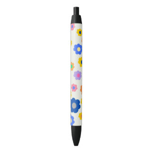 Colourful Y2K Small Flower Indie Pattern Black Ink Pen