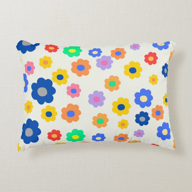 Colourful Y2K Small Flower Indie Pattern Decorative Cushion (Front)