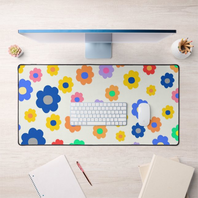 Colourful Y2K Small Flower Indie Pattern Desk Mat (Office 1)